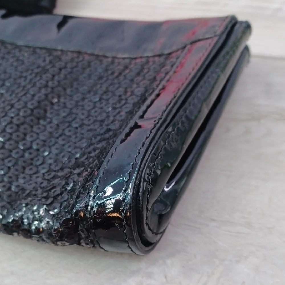 Furla Shimmering Black Sequin Clutch